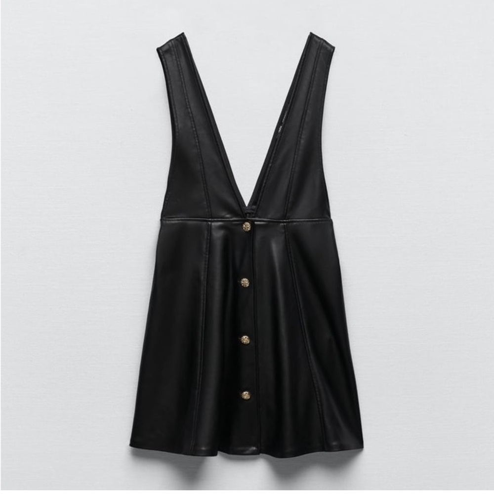 FAUX LEATHER PINAFORE DRESS